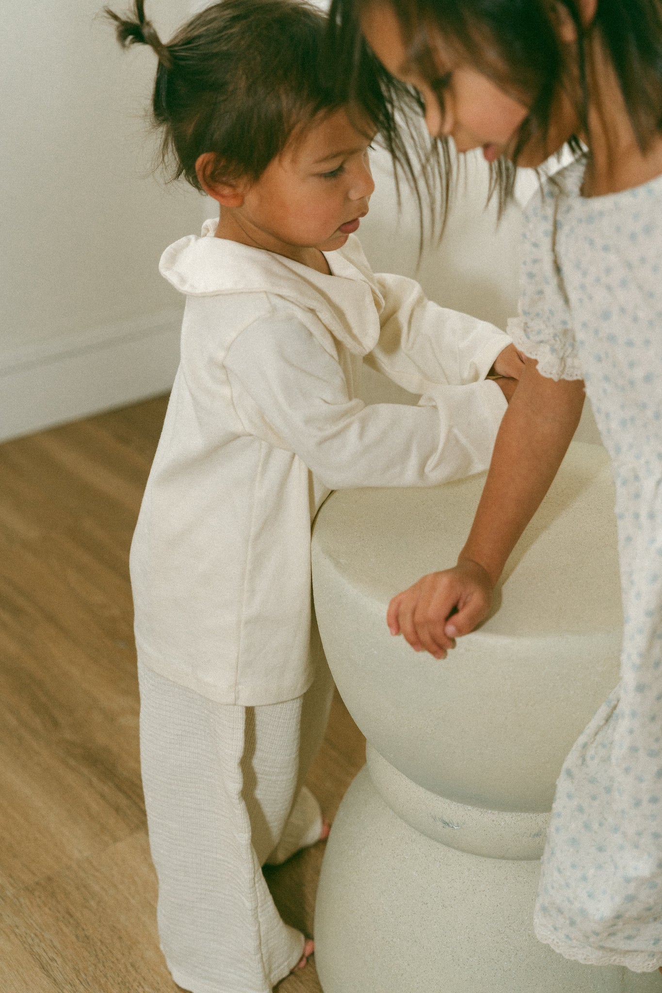 Cream Wide leg pants